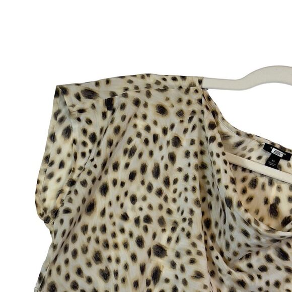 Ann Taylor Silk spandex Leopard Print Cowl Neck Short Sleeve Blouse Size 12 - Picture 8 of 16